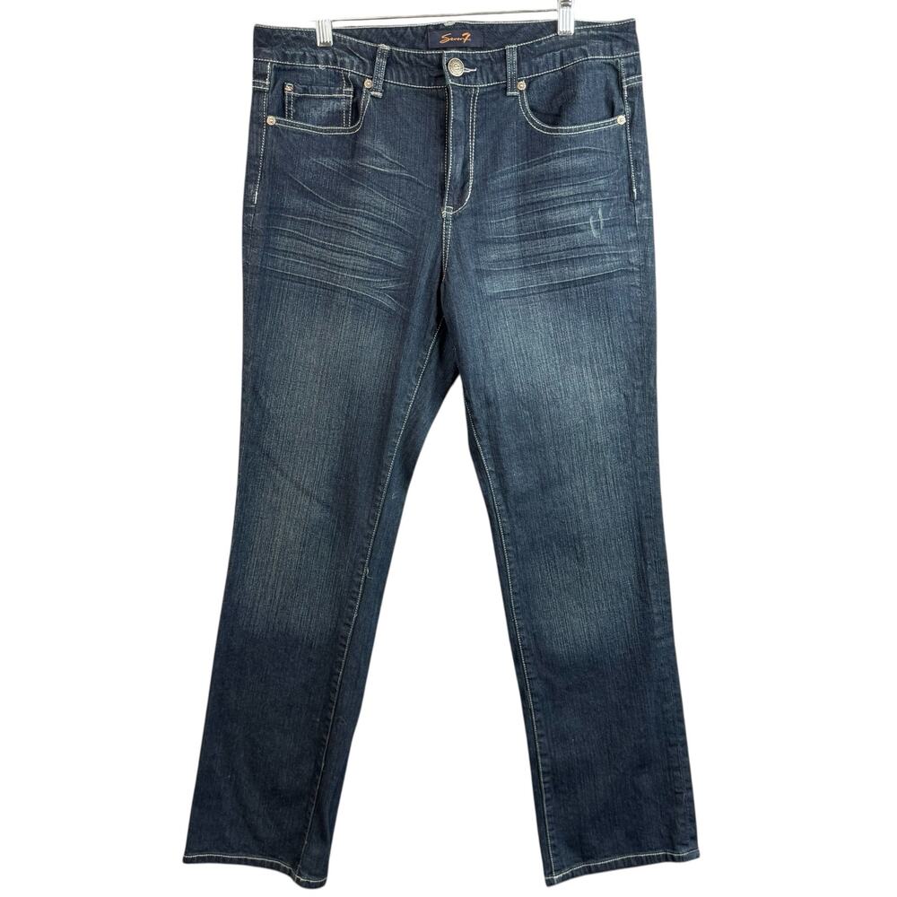 Seven7 Jeans Women's Size 12 Straight Leg Stretch Dark Wash